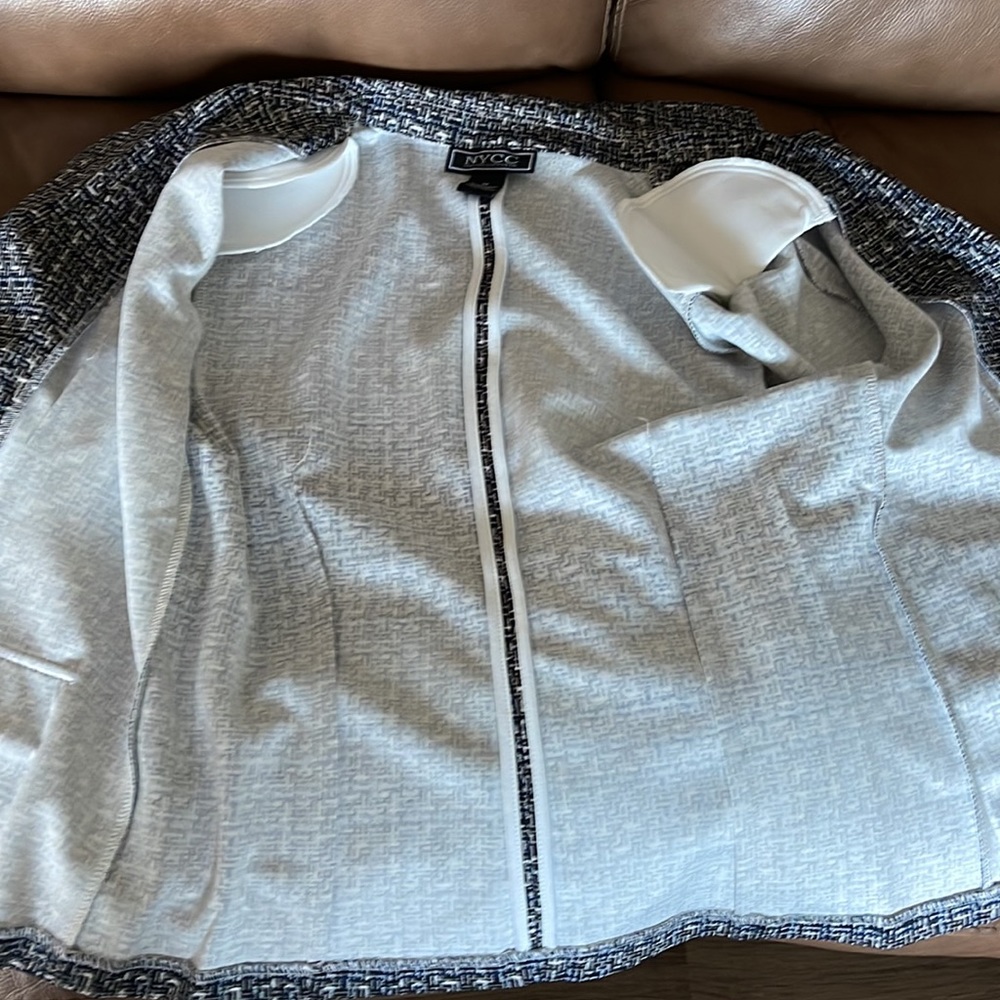 NWT NYCC stretchy tweed-like printed blazer jacker - Picture 5 of 7